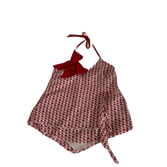 (28) Jessica Simpson Red Halter Top, Small, Backless, Silk Fabric - Picture 3 of 4